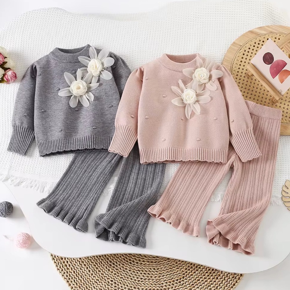 Adorable Gray and Pink Toddler Sweater Sets